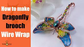 Epoxy Dragonfly brooch with channel setting.  Wire wrap tutorial.