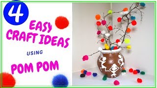 4 DIY CRAFT IDEAS using POM POM I Crafts to do when you are bored (FAST & VERY EASY)