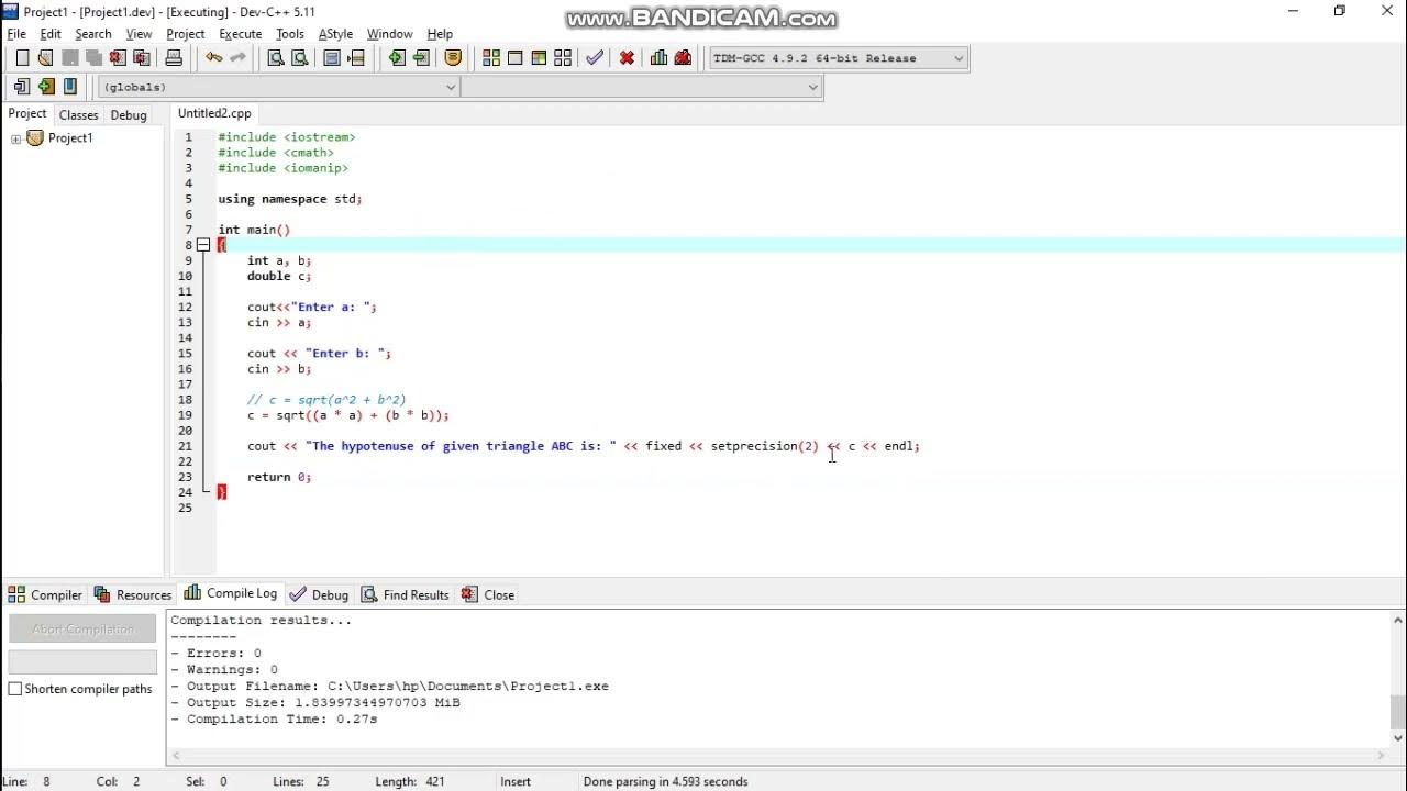 C++ Programming - Hypotenuse Calculator - YouTube
