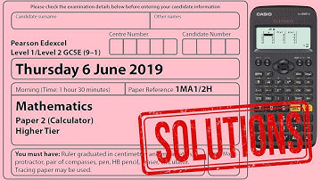 Edexcel GCSE Maths (1MA1) Higher : June 2019 Paper 2
