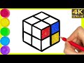 How to draw a rubik cube easy drawing for beginners  rubik cube drawing step by step  by arya