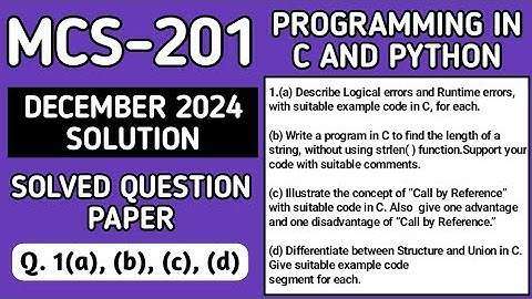 P1- 1(a), (b), (c), (d) | MCS201 Dec 24 Solution | MCS 201 Solved Question Paper | MCS201 Important