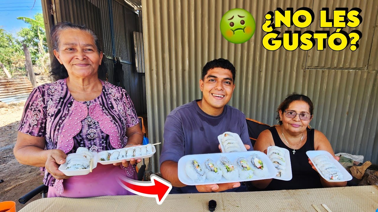 INVITÉ a MI MAMÁ y MI ABUELA a comer SUSHI POR PRIMERA VEZ en LA CASITA DE CAMPO 🇯🇵🏡 ¿No les gustó?