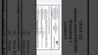 Worksheet lecture 1 | STAT 132
