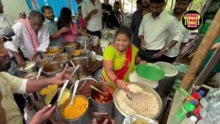 Highly Energetic Kumari Aunty Selling Non Veg Thali | Hyderabad Famous Road Side Meals | Lunch Time