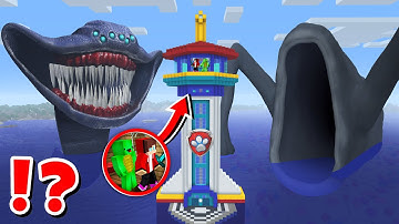 JJ and Mikey Paw Patrol Tower vs EL GRAN MAJA and SEA EATER BUILD CHALLENGE in Minecraft - Maizen