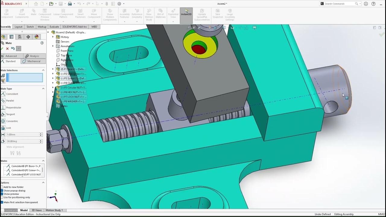 Tutorial: Machine Vice - Assembly of 8 Parts in Hindi - Solidworks 1080p 