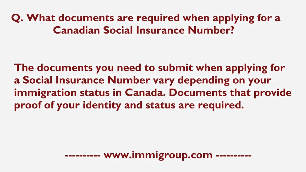What documents are required when applying for a Canadian Social Insurance Number? - YouTube