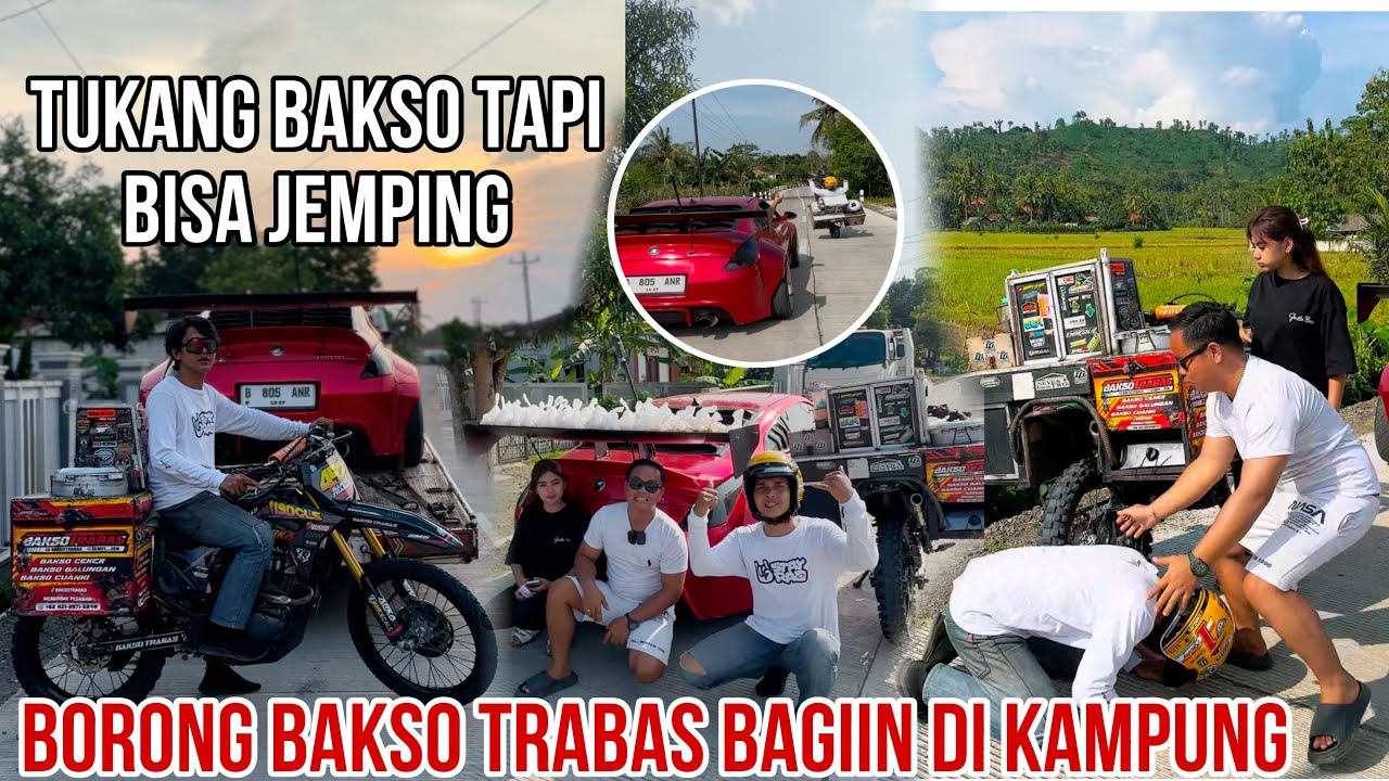 BORONG BAKSO TRABAS BAGI2 DI KAMPUNG HALAMAN PAKAI MOBIL SPORT