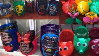 Recycle bottles into cartoon character pots| disney pots