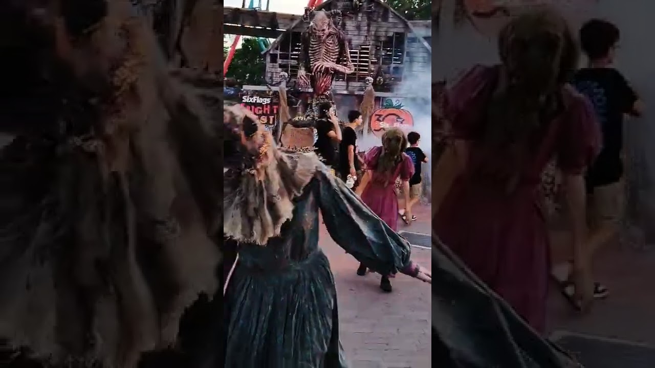Flirting with Monsters at FRIGHT FEST #sixflags #fiestatexas #shorts