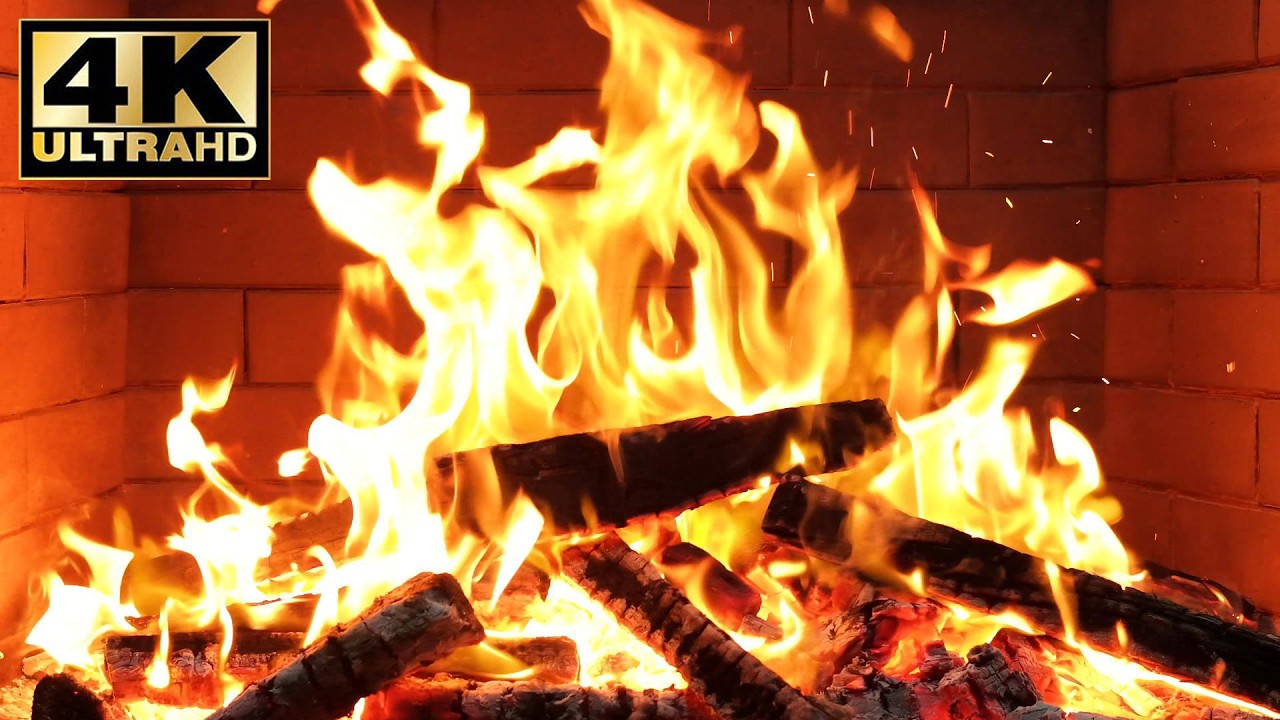 🔥 4K Relaxing fireplace outdoors. Calm and cozy fireplace atmosphere. Forest cabin with fireplace
