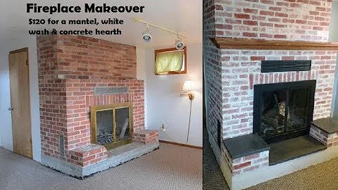 Fireplace Mortar Wash & Concrete Hearth Makeover.