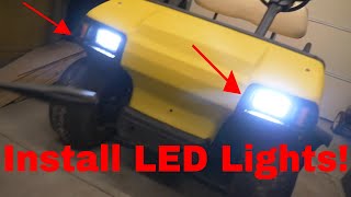 How to install LED light kit on Club Car DS- Street legal light kit & reducer install!