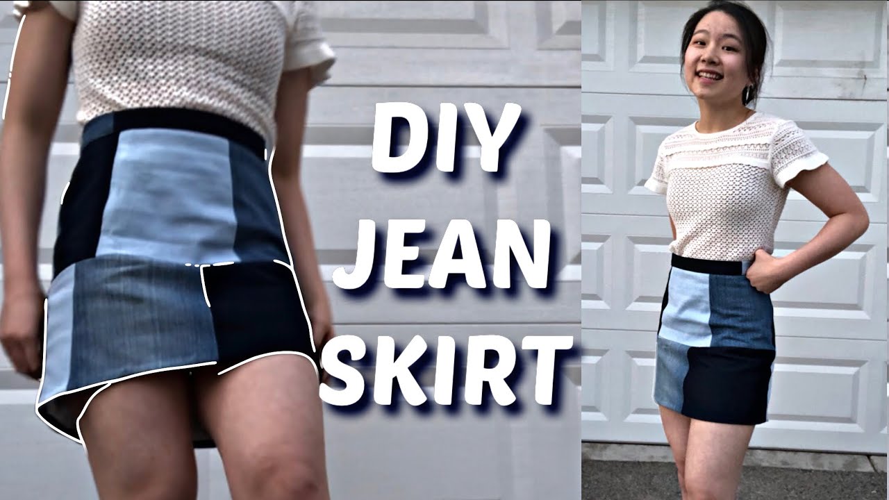 DIY PATCHWORK JEAN MINI SKIRT FROM OLD JEANS! ft. my birb YouTube