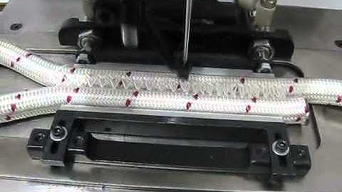 Heavy duty automatic sewing machine to make sewn eye termination on Kernmantle rope