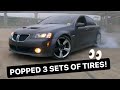 PONTIAC G8 DESTROY’S 3 SETS OF TIRES DOING DONUTS!!