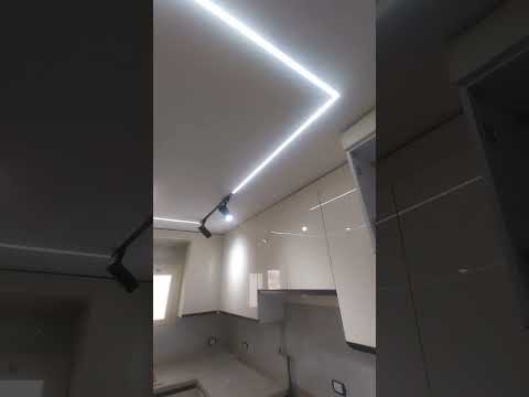 مطبخ جبس بورد سقف فلات اخضر مقاوم لرطوبة اضاءه ليد بروفايل ماجنتيك تراك    