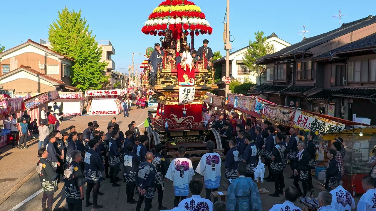 新湊曳山祭2024八幡宮前⑨紺屋町　180°回転