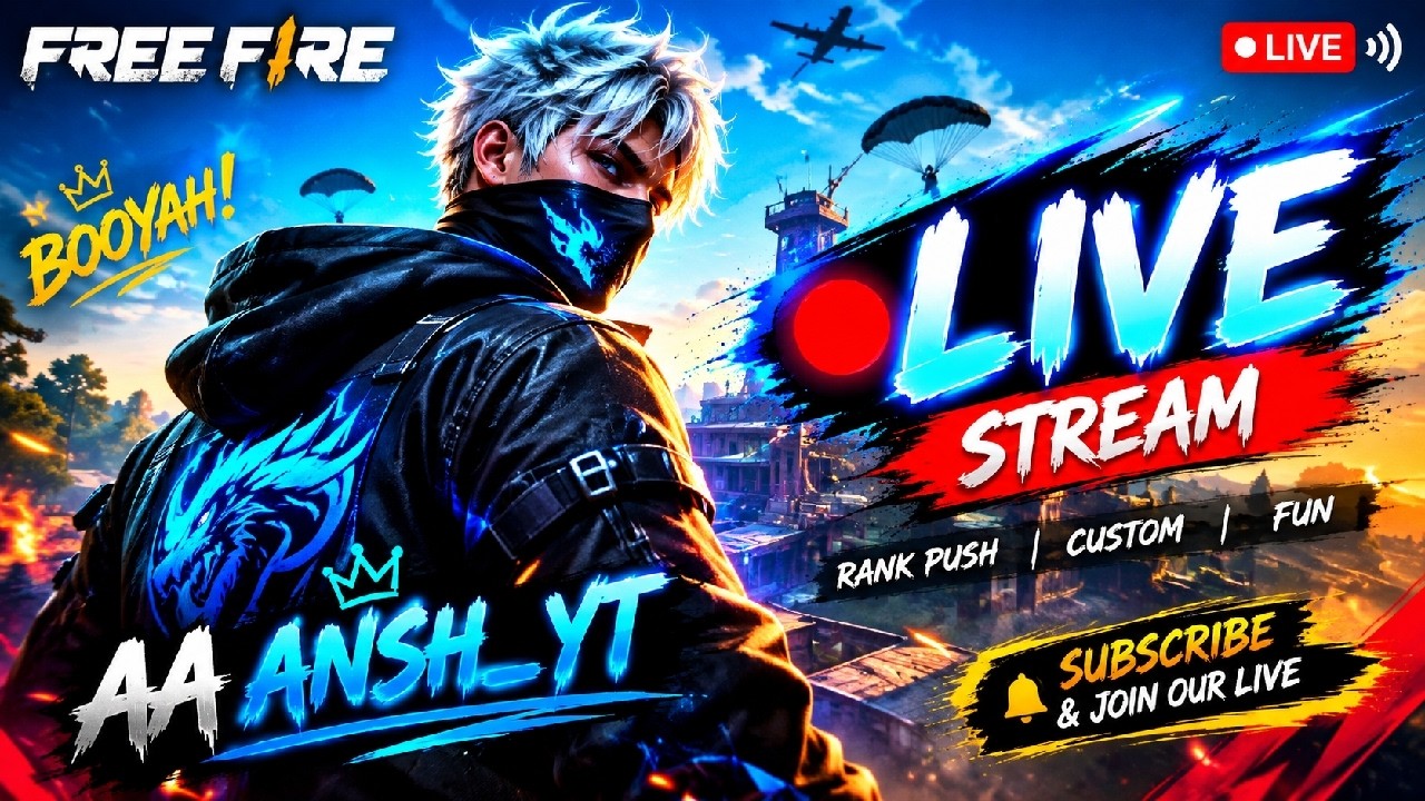 🔥 Free Fire LIVE 🔴 | Custom Room + Rank Push 😈 | AA ANSH_YT 🔥 - YouTube