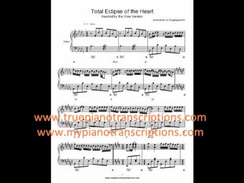 total eclipse of the heart glee sheet music youtube total sheet music