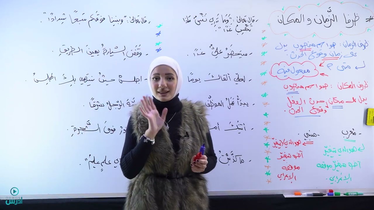 شرح قاعدة المفعول فيه / ظرفا الزمان والمكان - الأستاذة هيا البيطار