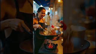 Thai street food vendor stir-frying pad kra pao in a wok. #viral  #trendingshorts #shortsfeed #thai