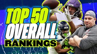 TOP 50 OVERALL Fantasy Football Rankings:  Fantasy Football Draft Strategy - Fantasy Football Advice