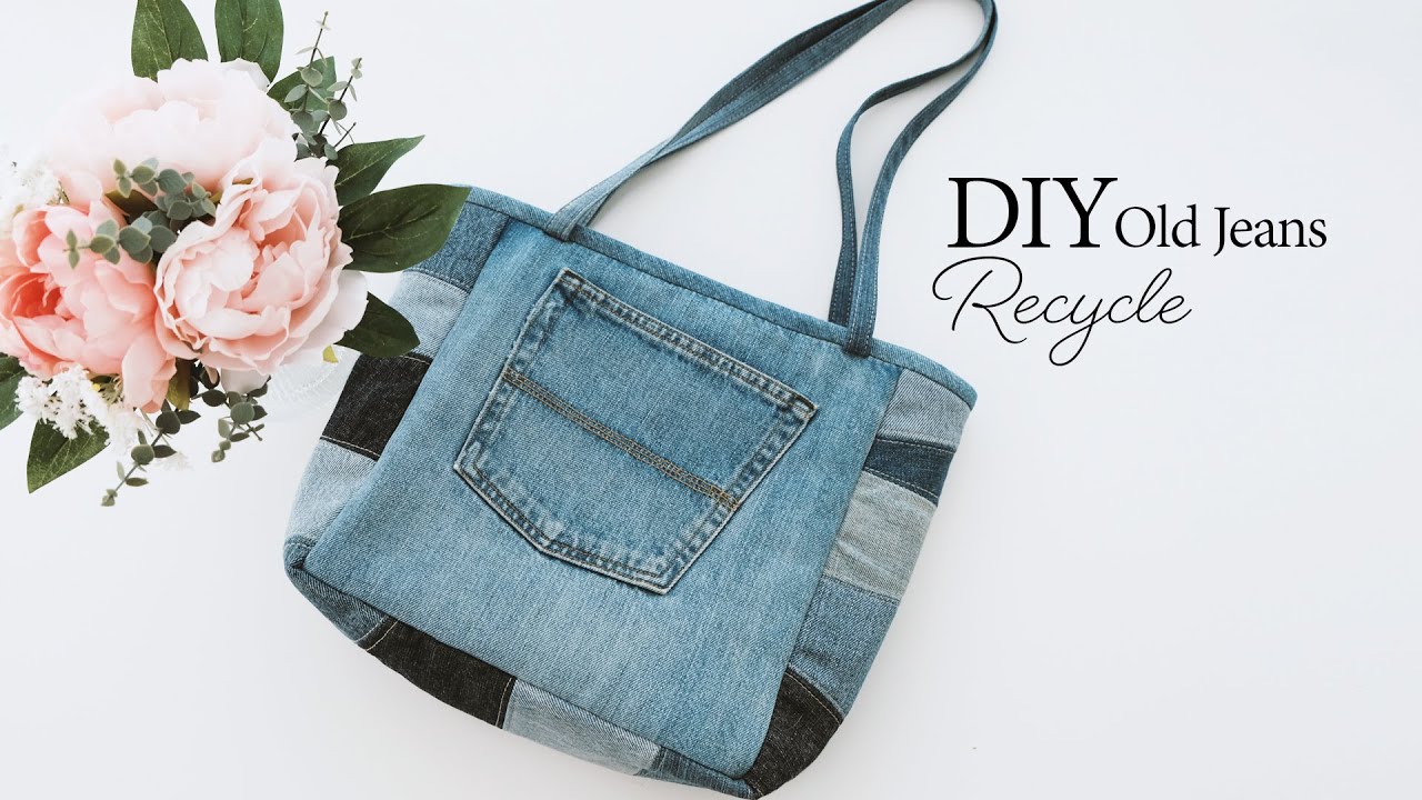 DIY Old Jeans Recycle Tote Bag | Sewing | Tutorial (239) - YouTube