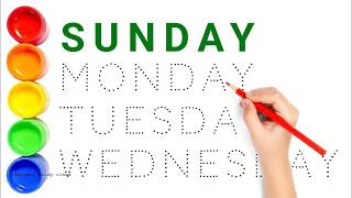 Days of the Week Sunday Monday Tuesday Wednesday Thursday Friday Saturday