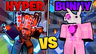 HYPER UPGRADED TITAN SPEAKERMAN VS BUNNY TITAN CAMERAMAN!(Toilet Tower Defense)!