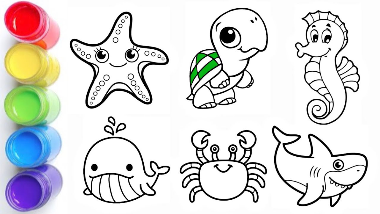 Sea Animals Drawing and Coloring for Kids | Learning for Toddlers - YouTube