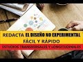 CÓMO HACER LA METODOLOGÍA DE LA INVESTIGACIÓN / DISEÑO NO EXPERIMENTAL