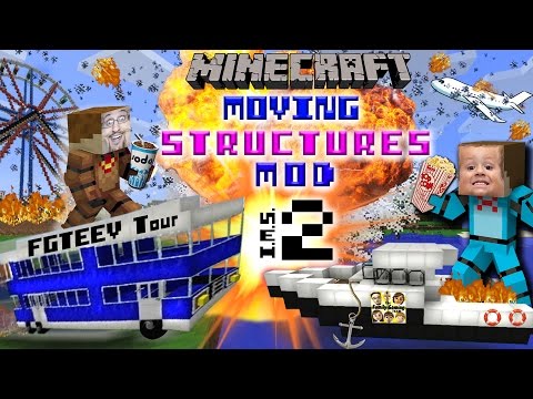 MINECRAFT MOVING STRUCTURES! Bus, Boat, Plane, Movie Theater | Instant Massive Structures 2 Mod