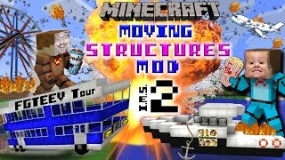 MINECRAFT MOVING STRUCTURES! Bus, Boat, Plane, Movie Theater | Instant Massive Structures 2 Mod
