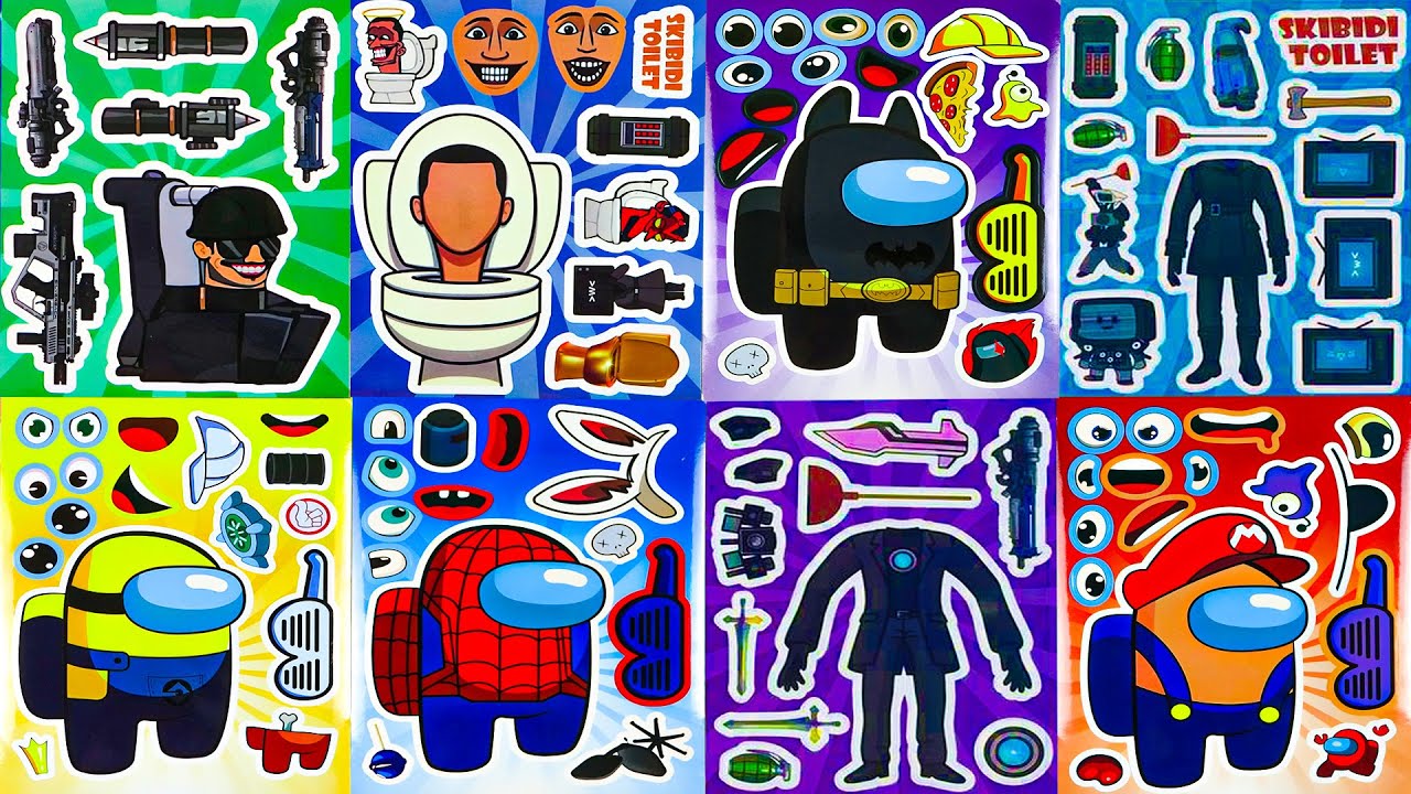 [✨PAPER DIY✨] Skibidi Toilet Sticker Book with Among Us Sticker [PP ASMR]