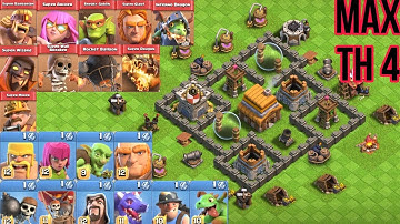 Max TH 4 VS X1 max troops and super troops | Who