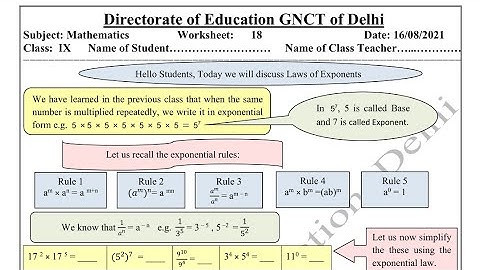 Maths Worksheet 18 Class 9(16/8/2021) English Medium /Worksheet 18 Maths Class 9/ Worksheet Maths 18