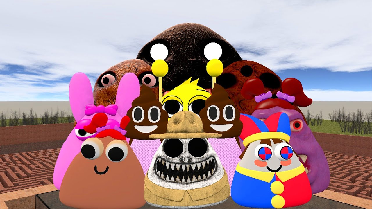 SPARTAN KICKING POU BOU FAMILY FROM BOU'S REVENGE Of POU and SPRUNKI POU in BIG MAZE Gmod!!!