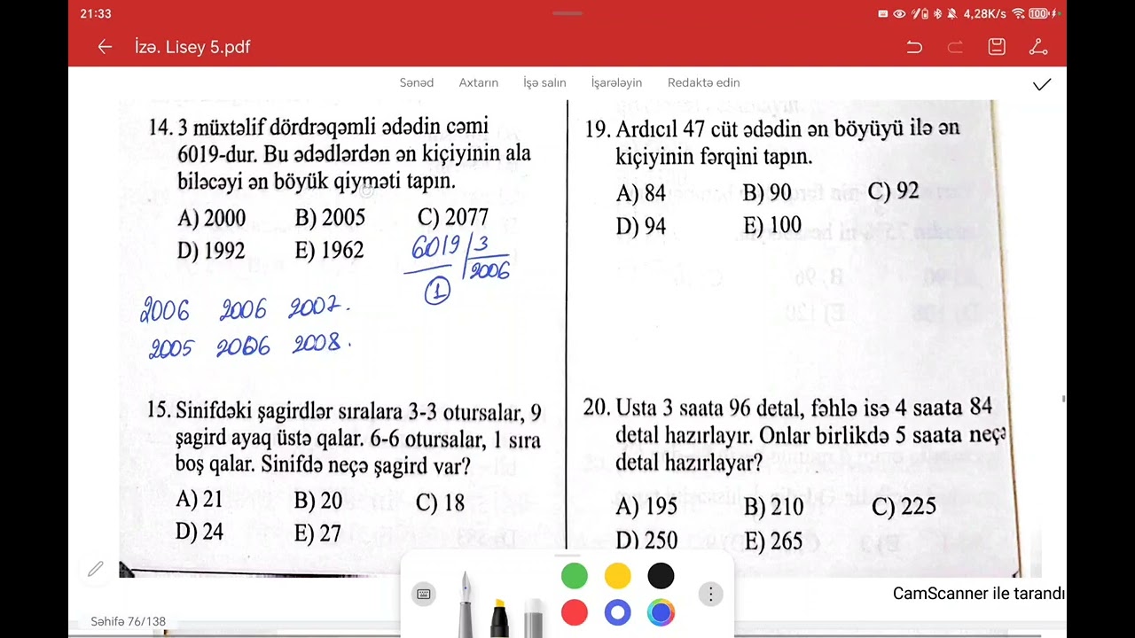 İzə, 5-ci sinif. Ədəd məsələləri📌☑️