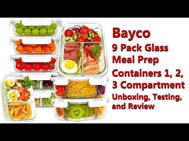 Bayco Glass Meal Prep Containers, Glass Food Storage