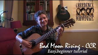 Vignette de la vidéo "Bad Moon Rising-CCR   Easy,beginner tutorial"