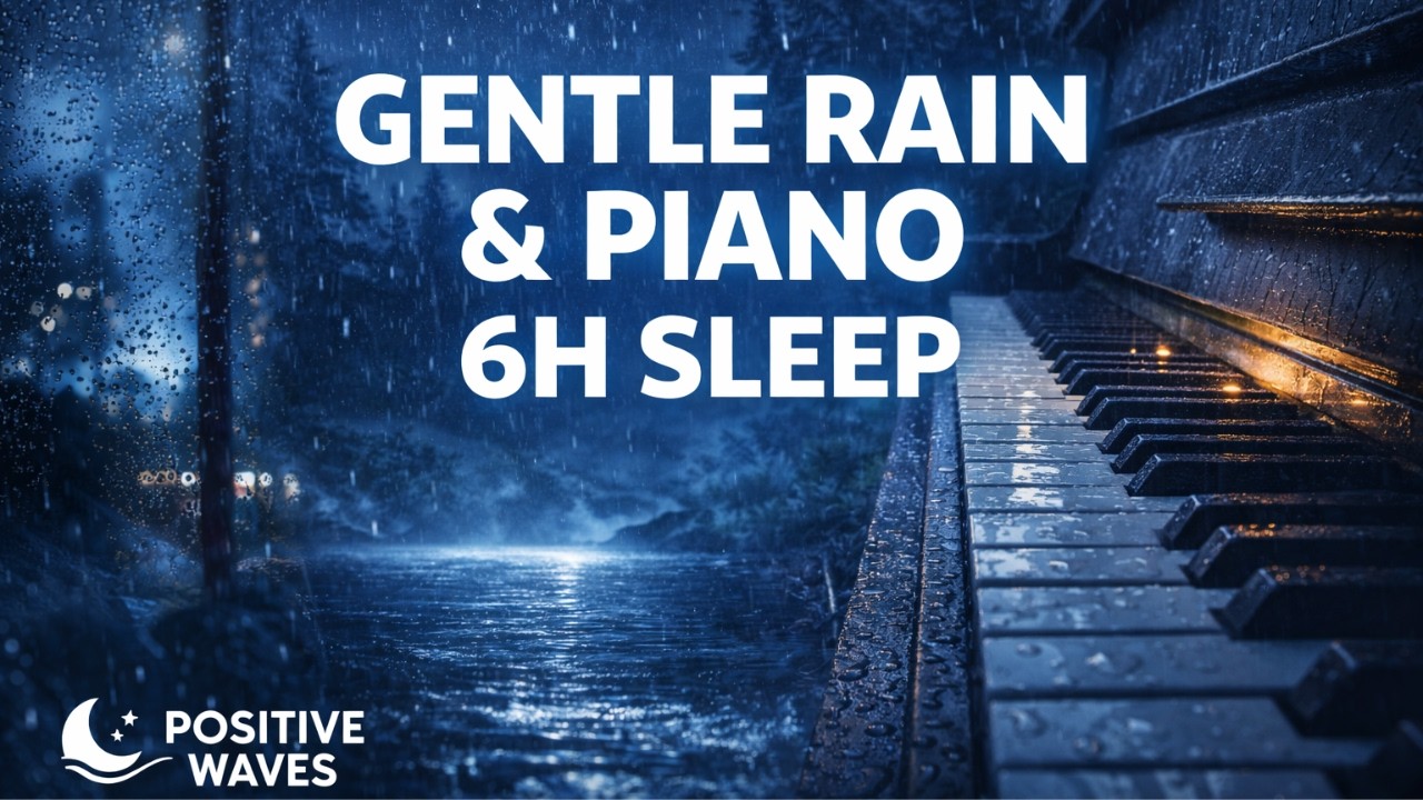 POSITIVE WAVES | 6H Gentle Rain & Piano Sleep Therapy 🌙 Deep Sleep & Stress Relief