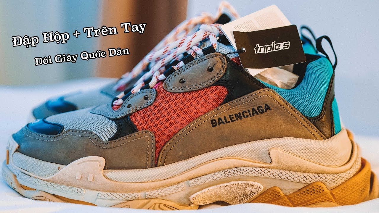 Balenciaga Triple S xanh đỏ replica 11 đế bẩn  Shop giày Replica