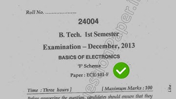 Mdu BTech 1st Sem Basic of Electronics Question Paper 2013 #MduQuestionPaper