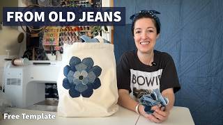 How to Make a Denim Bloom Appliqué from Old Jeans (Free Template!) #denimcraft #upcycledjeans