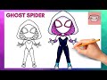 How to draw ghost spider   spiderman across the spider verse  easy step by step drawing tutorial