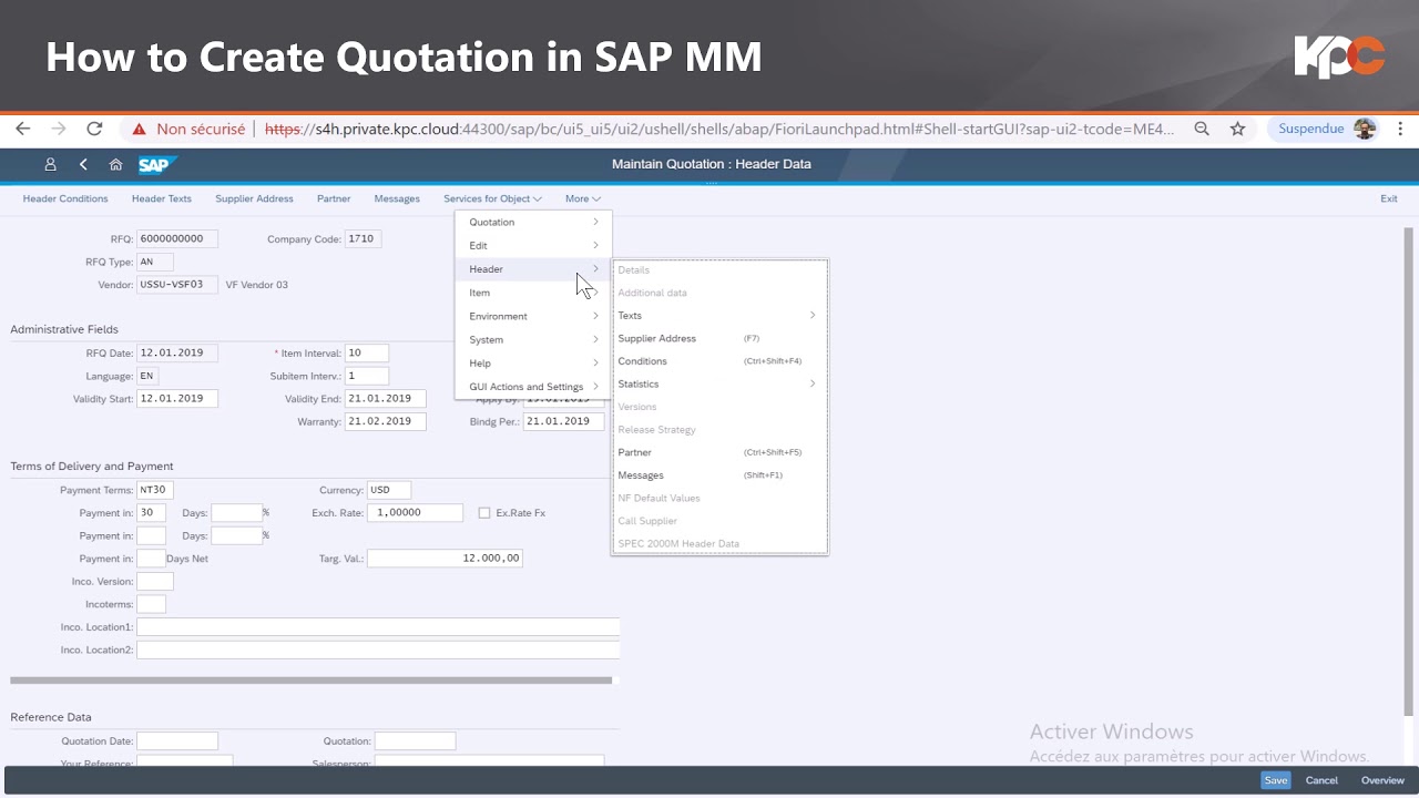 GU SAP FIORI How to Create Quotation in SAP MM - YouTube