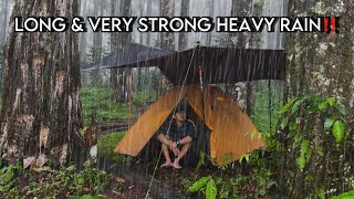 NOT SOLO CAMPING IN LONG AND VERY STRONG SUPER RAIN‼ SUPER RAIN MAKES OUR TENT FLOOD