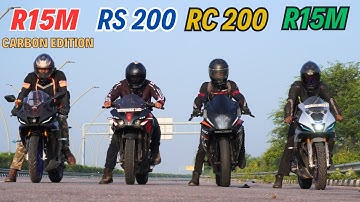 New R15M Carbon Edition vs Pulsar RS200 vs KTM RC200 vs Yamaha R15M Drag Race 🔥